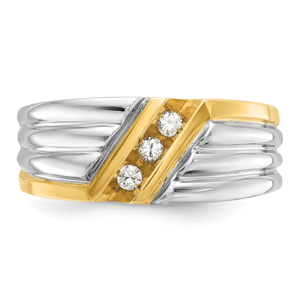 14k Two-tone Gold Men's 1/6 carat Diamond Complete Ring