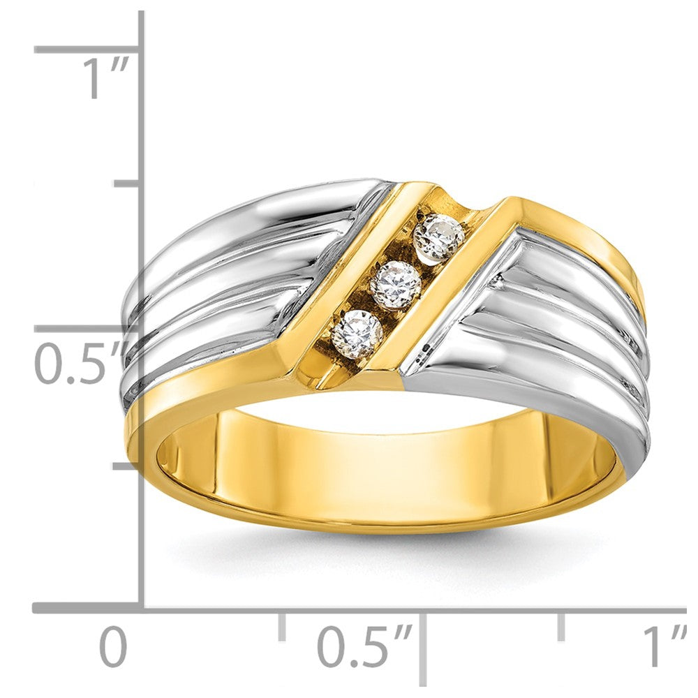 14k Two-tone Gold Men's 1/6 carat Diamond Complete Ring