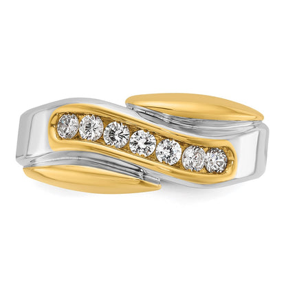 14k Two-tone Gold Men's 1/2 carat Diamond Complete Ring