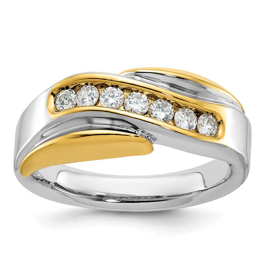 14k Two-tone Gold Men's 1/2 carat Diamond Complete Ring