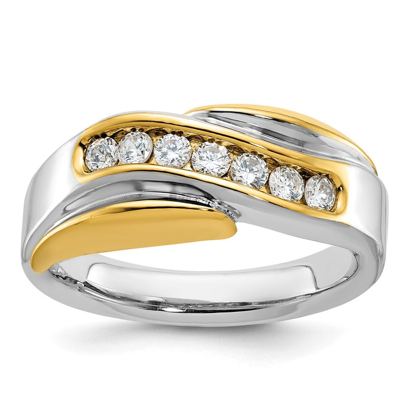 14k Two-tone Gold Men's 1/2 carat Diamond Complete Ring