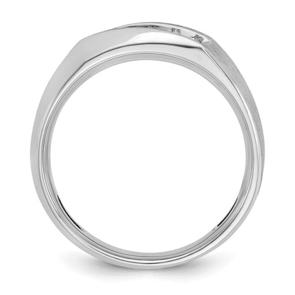 14k White Gold Men's Polished and Satin 1/4 carat Diamond Complete Ring