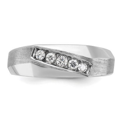 14k White Gold Men's Polished and Satin 1/4 carat Diamond Complete Ring
