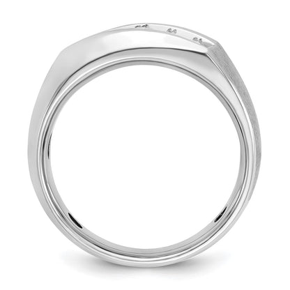 14k White Gold Men's Polished and Satin 1/2 carat Diamond Complete Ring