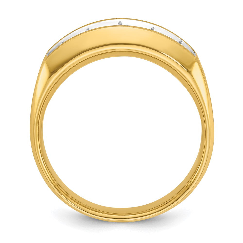 14k Yellow Gold Men's Satin Finish 1 carat Diamond Complete Ring