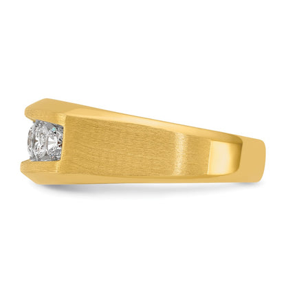 14k Yellow Gold Men's Satin Finish 1 carat Diamond Complete Ring