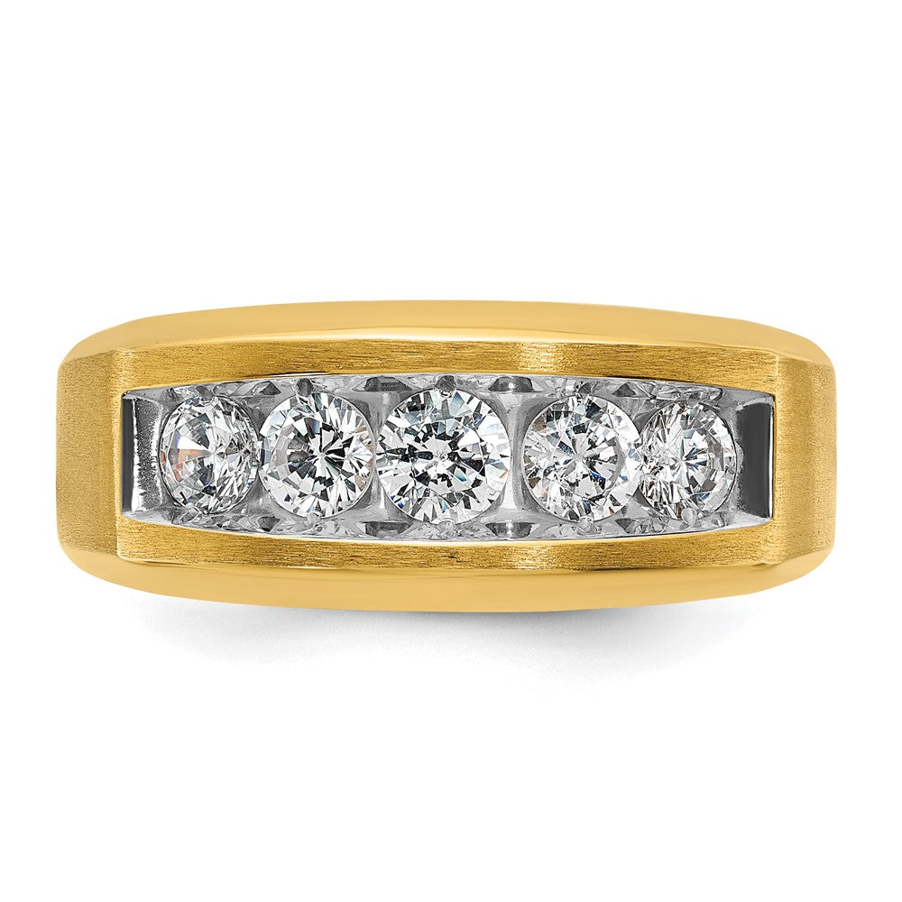 14k Yellow Gold Men's Satin Finish 1 carat Diamond Complete Ring