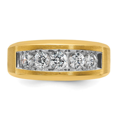 14k Yellow Gold Men's Satin Finish 1 carat Diamond Complete Ring