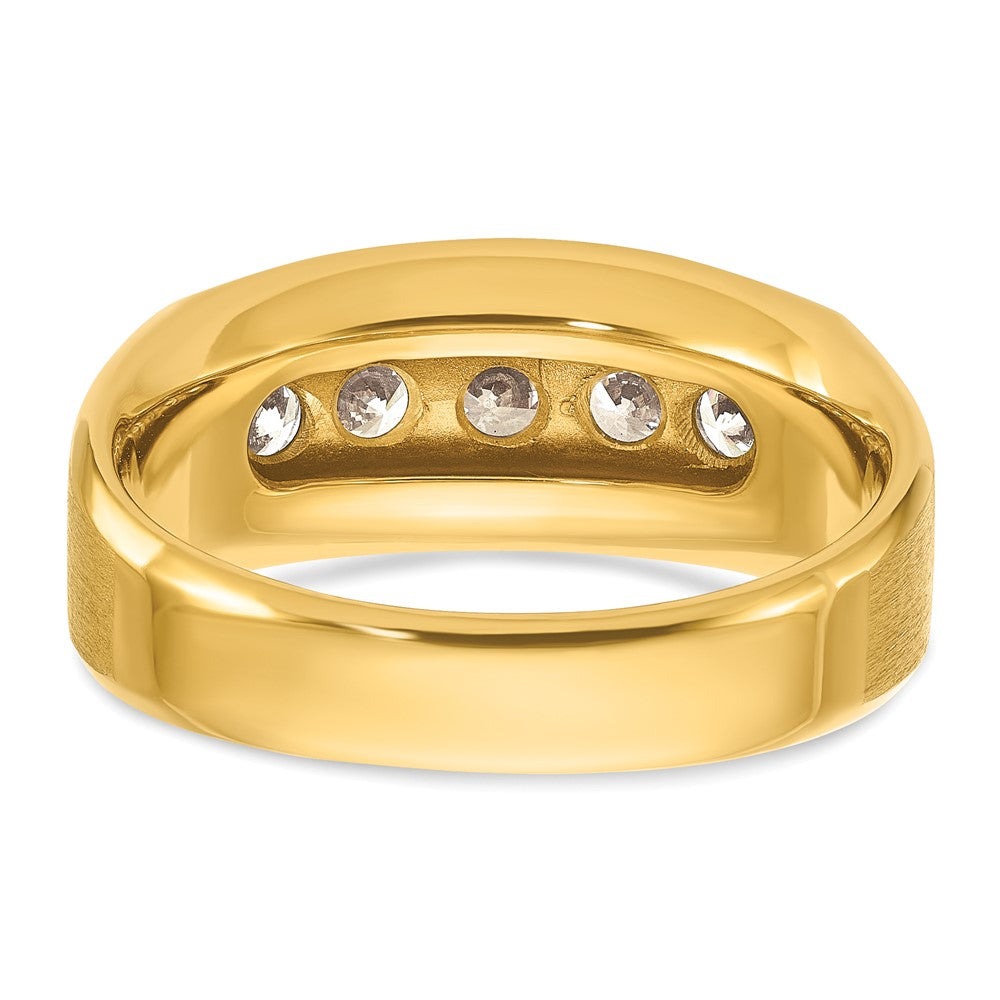 14k Yellow Gold Men's Satin Finish 1 carat Diamond Complete Ring