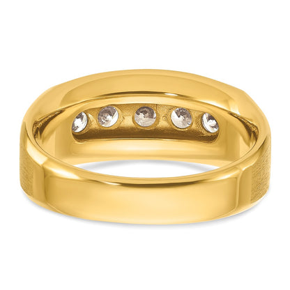 14k Yellow Gold Men's Satin Finish 1 carat Diamond Complete Ring