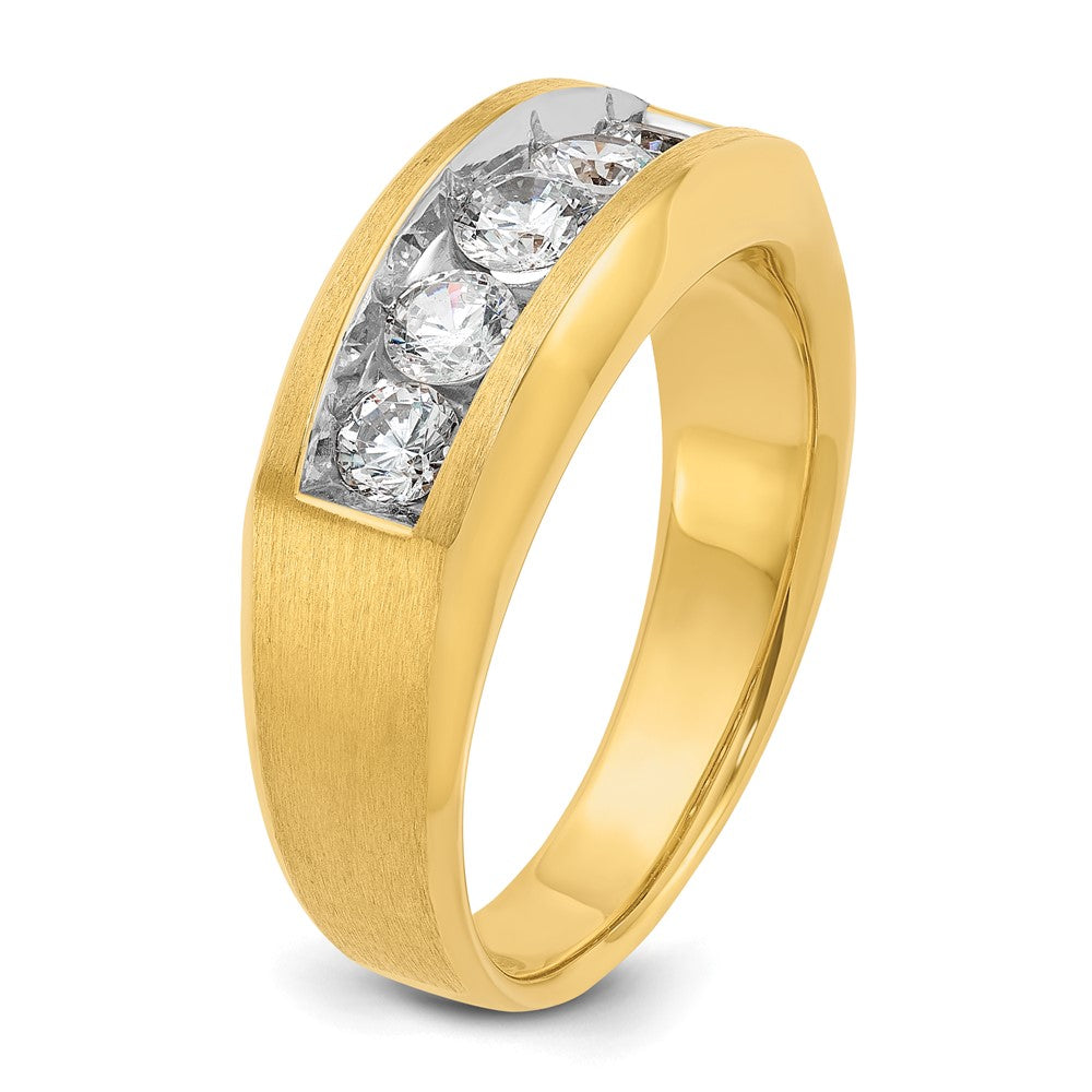 14k Yellow Gold Men's Satin Finish 1 carat Diamond Complete Ring