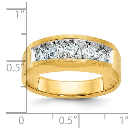 14k Yellow Gold Men's Satin Finish 1 carat Diamond Complete Ring