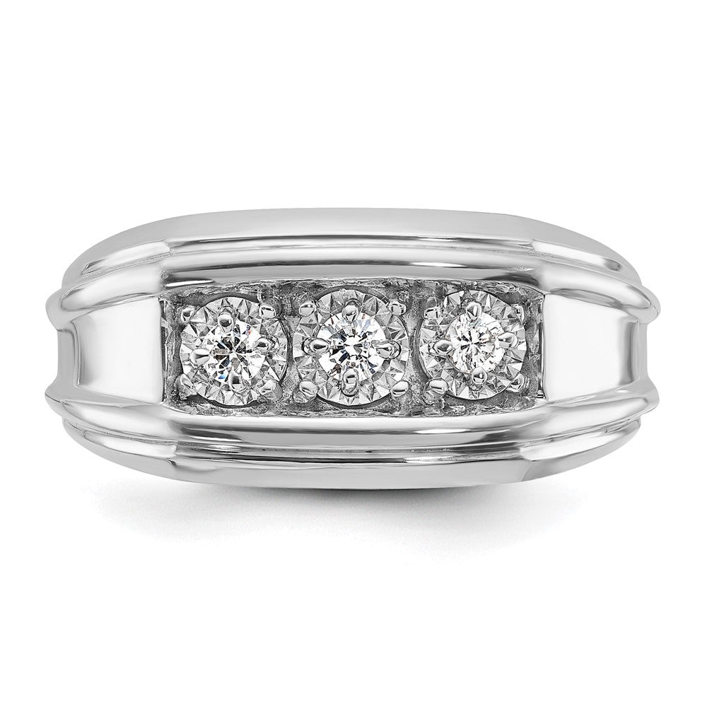 14k White Gold Men's 1 carat Diamond Complete Ring