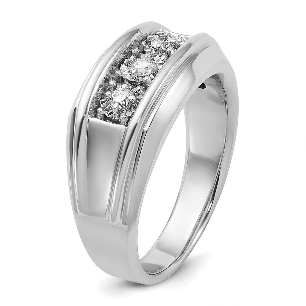 14k White Gold Men's 1 carat Diamond Complete Ring