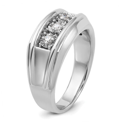 14k White Gold Men's 1 carat Diamond Complete Ring
