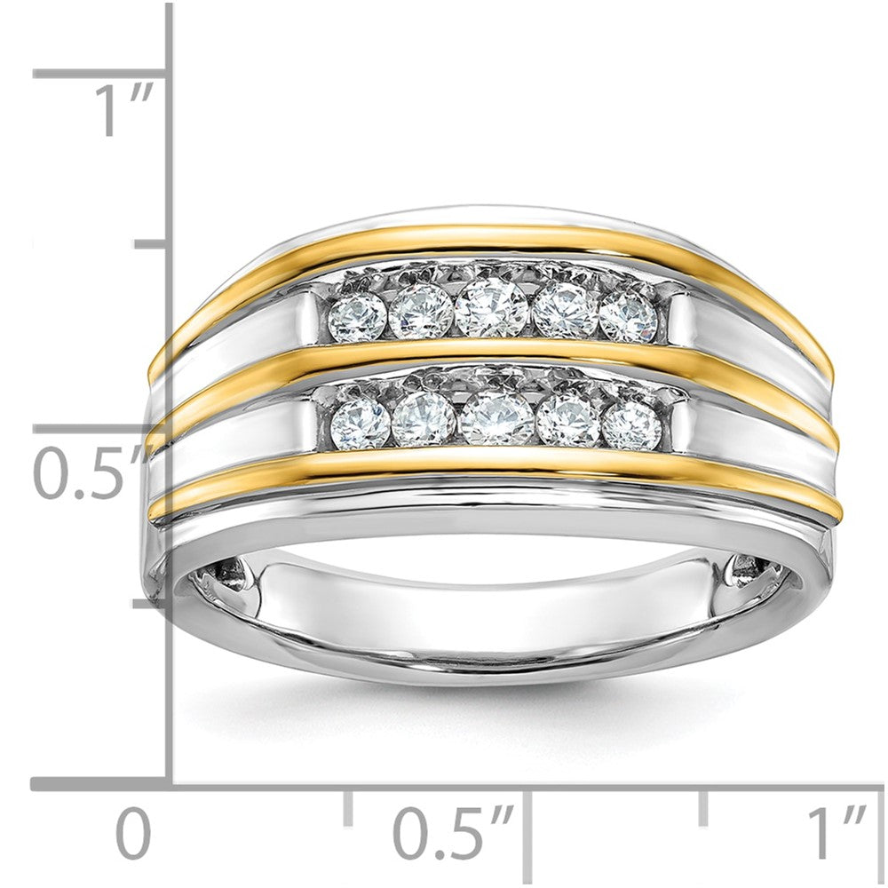 14k Two-tone Gold Men's 1/2 carat Diamond Complete Ring