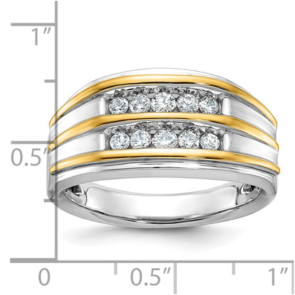 14k Two-tone Gold Men's 1/2 carat Diamond Complete Ring