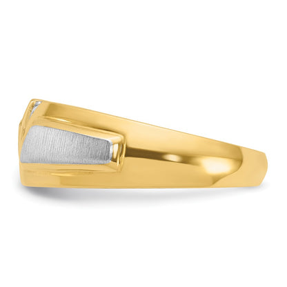 14k Two-tone Gold Men's Polished and Satin 1/5 carat Diamond Complete Ring
