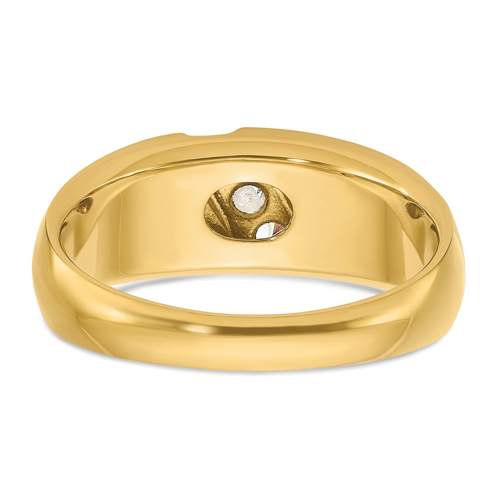 14k Two-tone Gold Men's Polished and Satin 1/5 carat Diamond Complete Ring