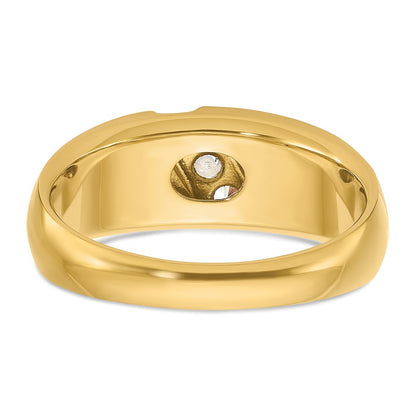 14k Two-tone Gold Men's Polished and Satin 1/5 carat Diamond Complete Ring