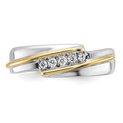 14k Two-tone Gold Men's 1/6 carat Diamond Complete Ring