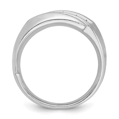 14k White Gold Men's Polished and Satin 1/2 carat Diamond Complete Ring