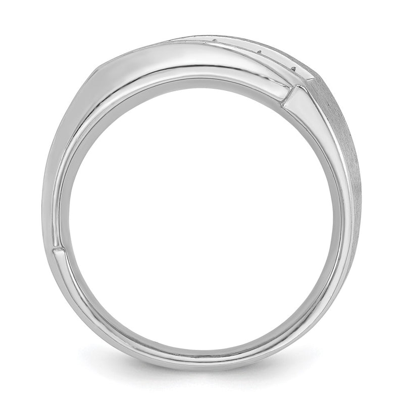 14k White Gold Men's Polished and Satin 1/2 carat Diamond Complete Ring