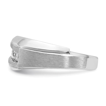 14k White Gold Men's Polished and Satin 1/2 carat Diamond Complete Ring