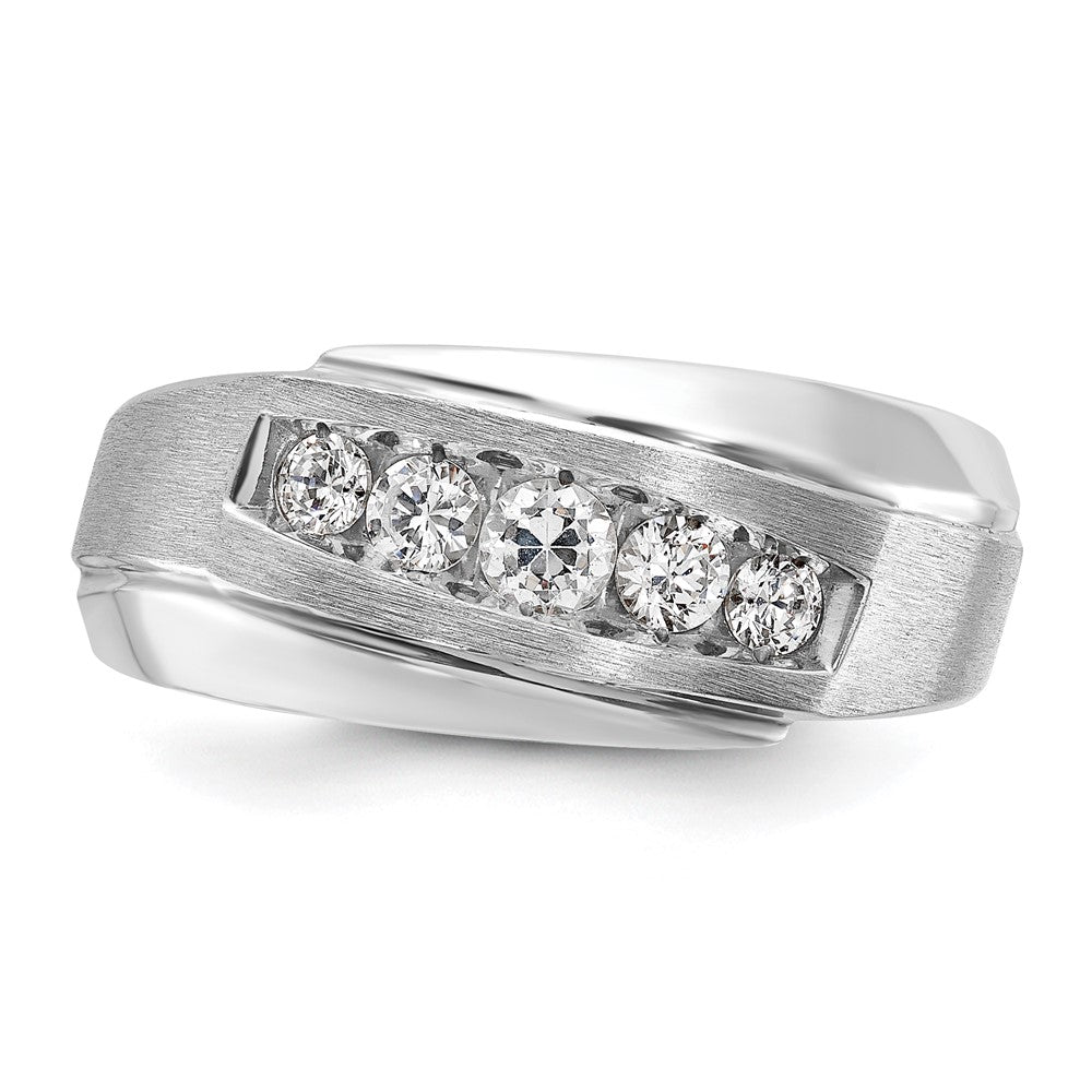 14k White Gold Men's Polished and Satin 1/2 carat Diamond Complete Ring