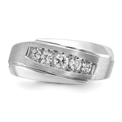 14k White Gold Men's Polished and Satin 1/2 carat Diamond Complete Ring