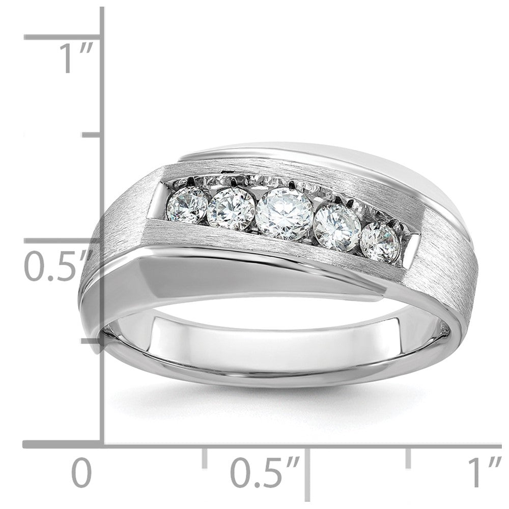 14k White Gold Men's Polished and Satin 1/2 carat Diamond Complete Ring