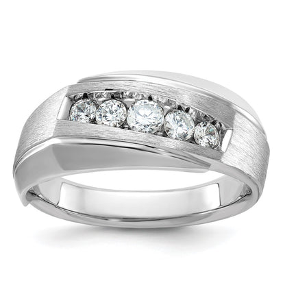 14k White Gold Men's Polished and Satin 1/2 carat Diamond Complete Ring