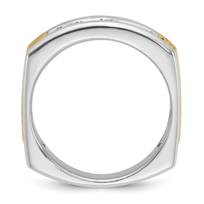 14k Two-tone Gold Men's Polished and Satin 1/2 carat Diamond Complete Ring