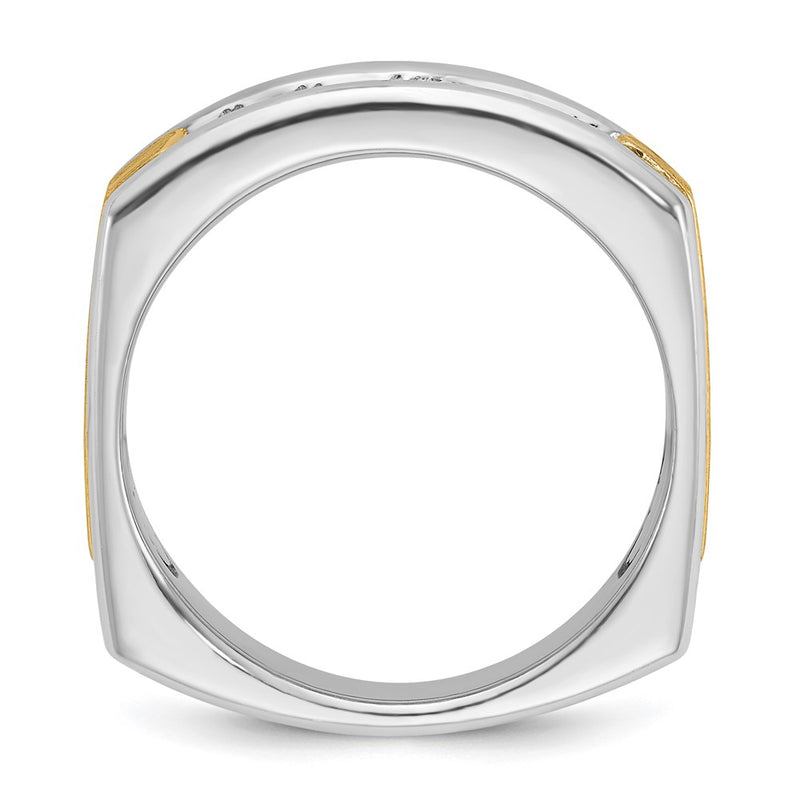 14k Two-tone Gold Men's Polished and Satin 1/2 carat Diamond Complete Ring