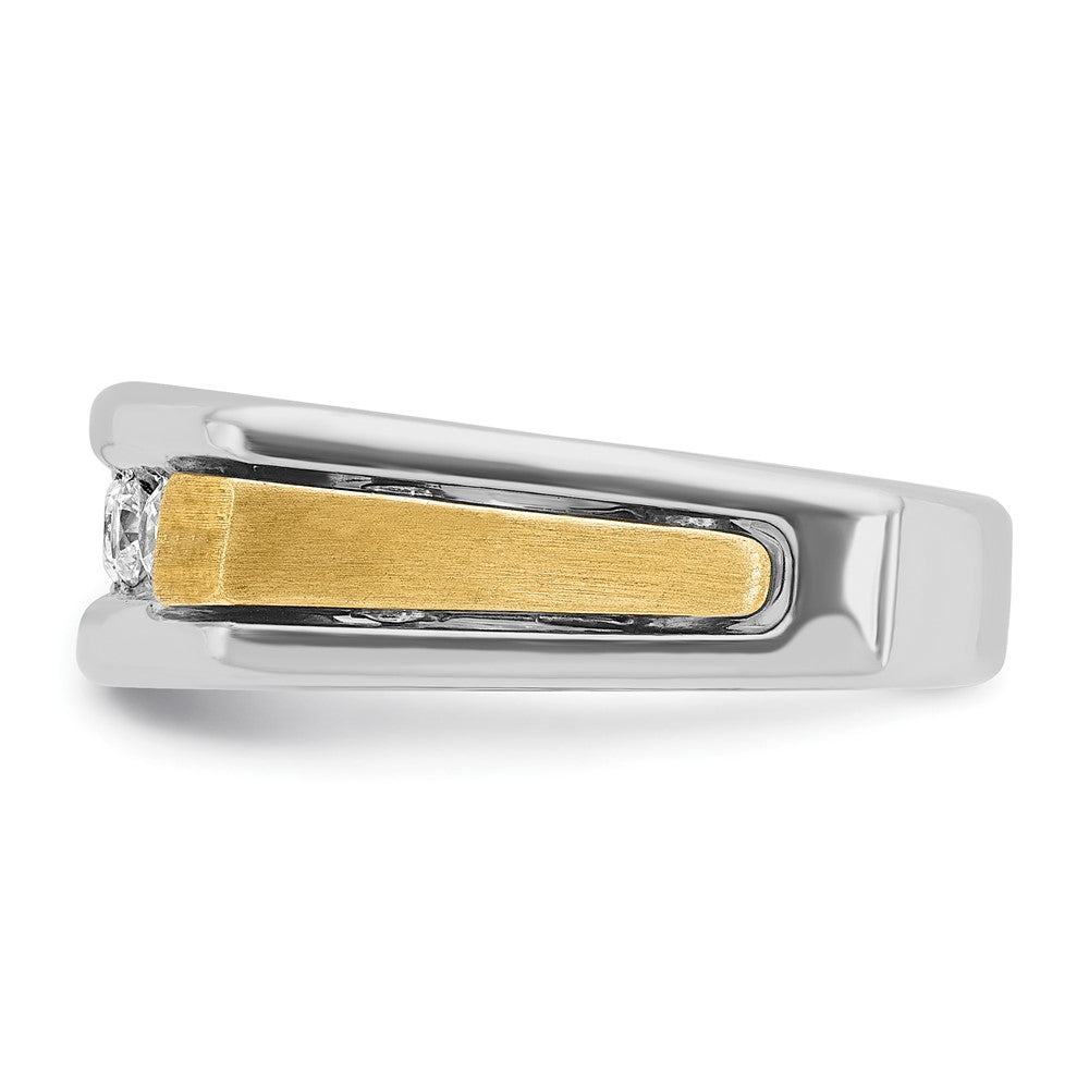 14k Two-tone Gold Men's Polished and Satin 1/2 carat Diamond Complete Ring