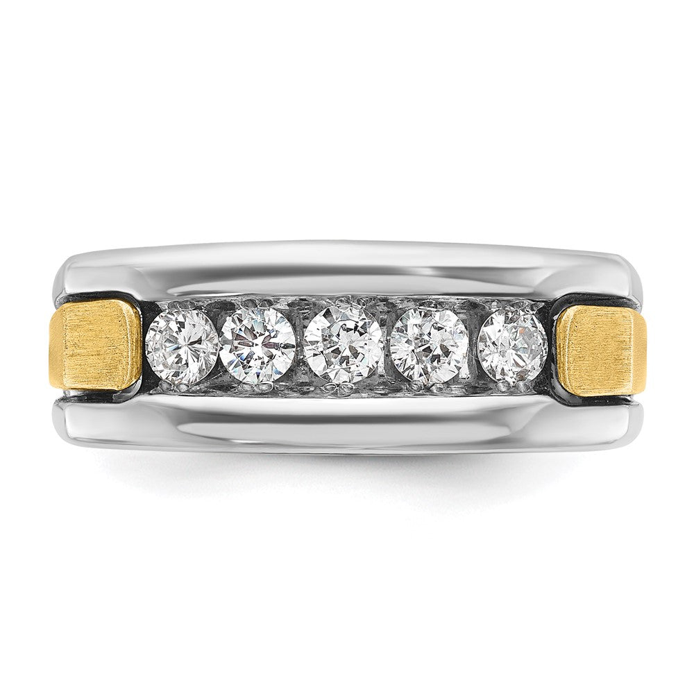 14k Two-tone Gold Men's Polished and Satin 1/2 carat Diamond Complete Ring