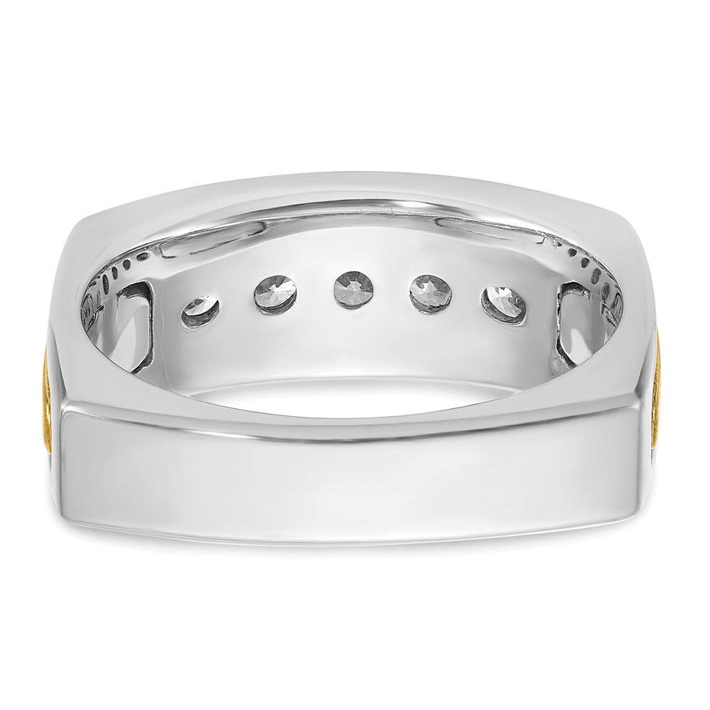 14k Two-tone Gold Men's Polished and Satin 1/2 carat Diamond Complete Ring