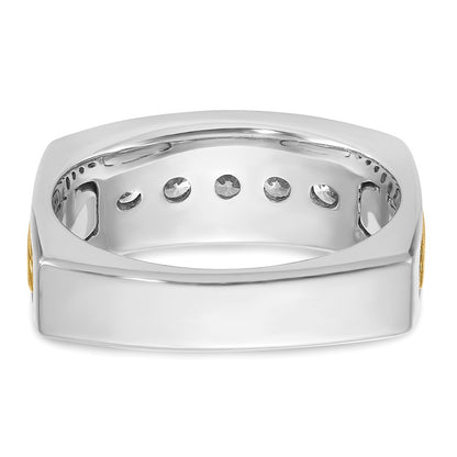14k Two-tone Gold Men's Polished and Satin 1/2 carat Diamond Complete Ring