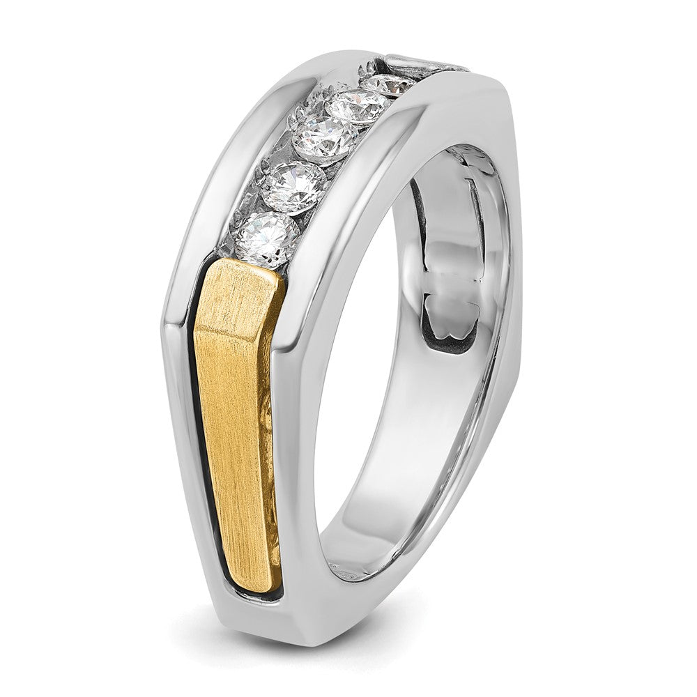 14k Two-tone Gold Men's Polished and Satin 1/2 carat Diamond Complete Ring