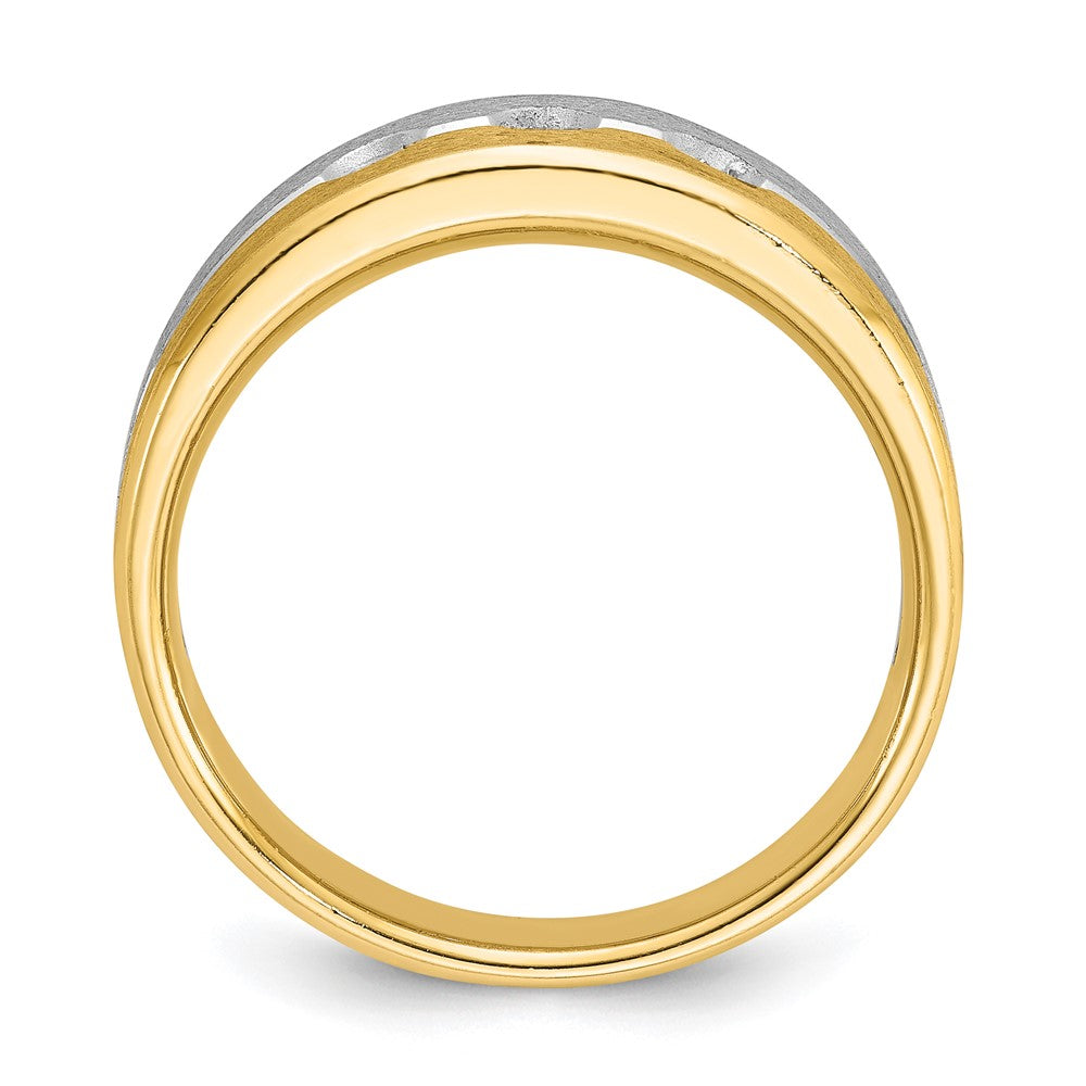 14k Two-tone Gold Men's Polished and Satin 1/4 carat Diamond Complete Ring