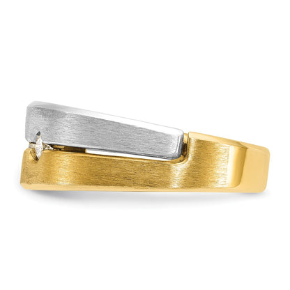 14k Two-tone Gold Men's Polished and Satin 1/4 carat Diamond Complete Ring