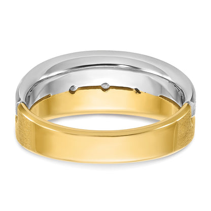 14k Two-tone Gold Men's Polished and Satin 1/4 carat Diamond Complete Ring