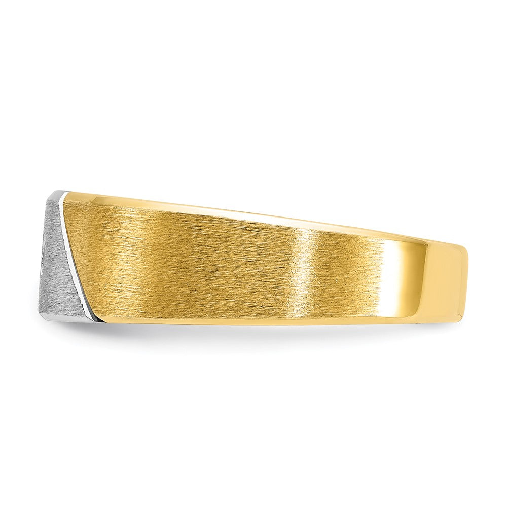 14k Two-tone Gold Men's Polished and Satin 1/20 carat Diamond Complete Ring