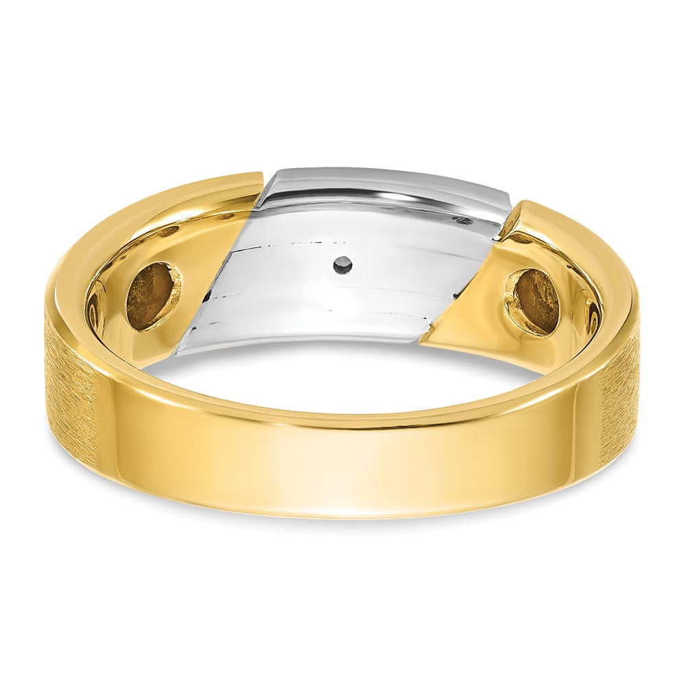 14k Two-tone Gold Men's Polished and Satin 1/20 carat Diamond Complete Ring