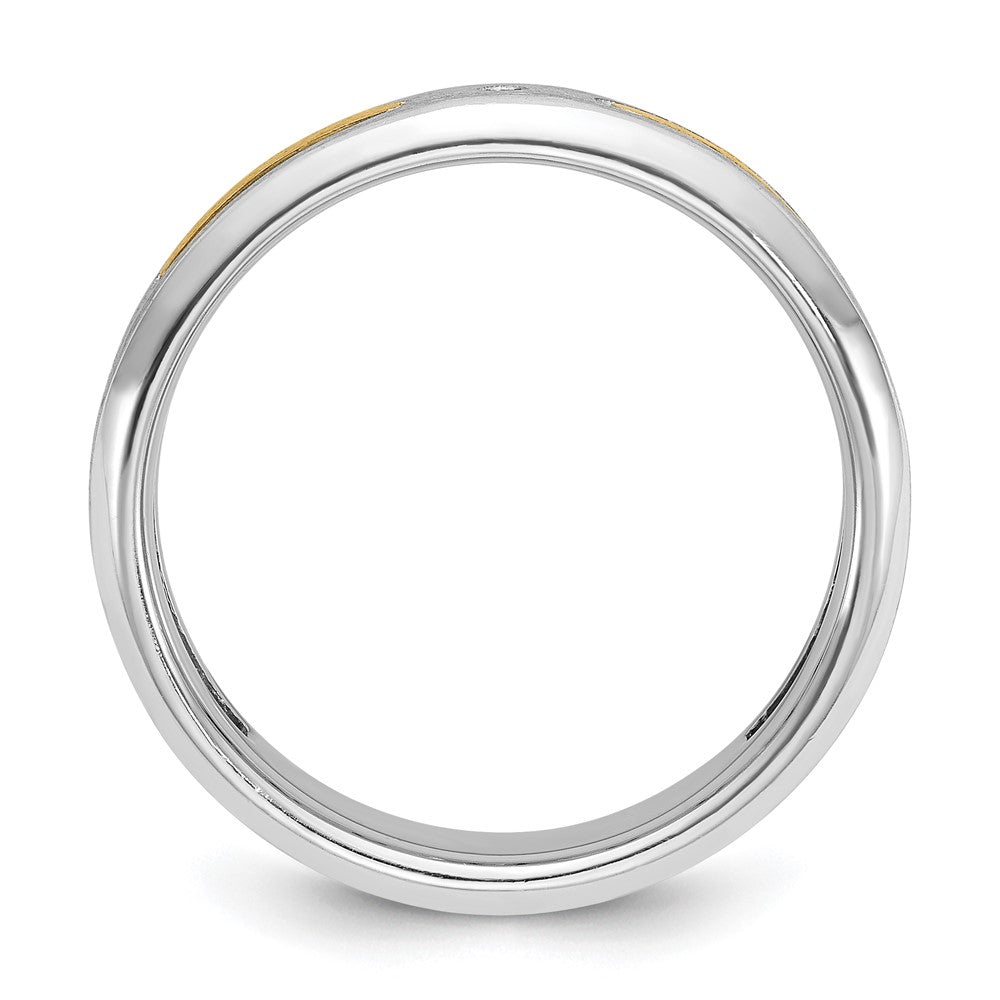 14k Two-tone Gold Men's Polished and Satin Diamond Complete Ring