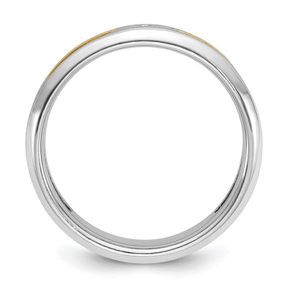 14k Two-tone Gold Men's Polished and Satin Diamond Complete Ring