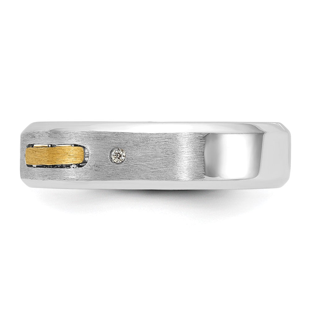 14k Two-tone Gold Men's Polished and Satin Diamond Complete Ring