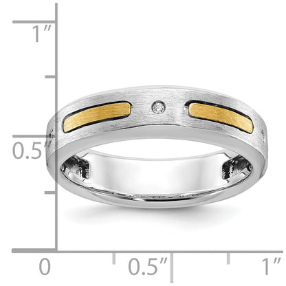 14k Two-tone Gold Men's Polished and Satin Diamond Complete Ring
