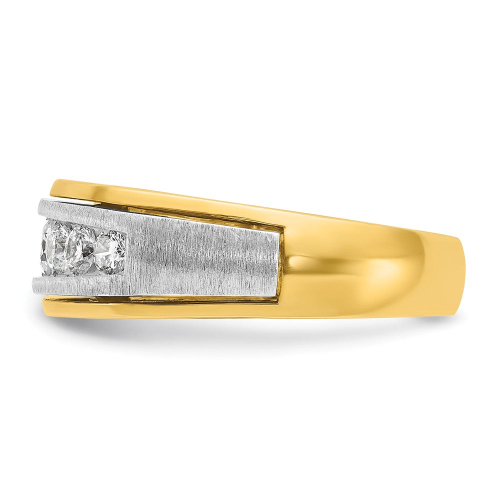 14k Two-tone Gold Men's Polished and Satin 3/4 carat Diamond Complete Ring