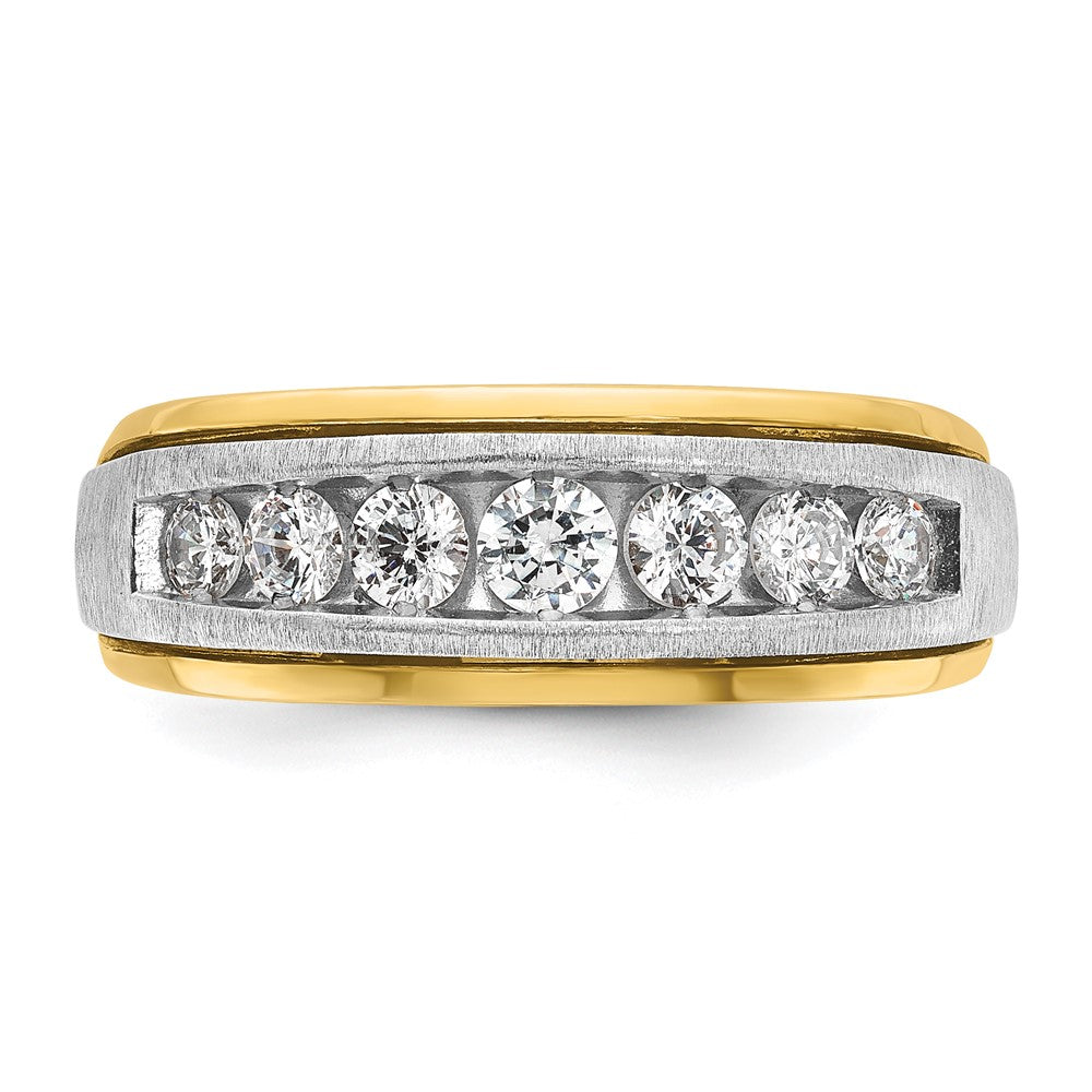 14k Two-tone Gold Men's Polished and Satin 3/4 carat Diamond Complete Ring